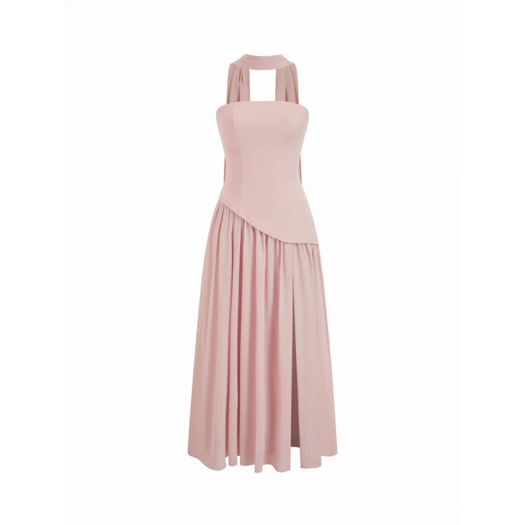 Bandeau Lace Up Maxi Dress With
