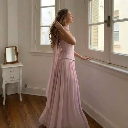 Bandeau Lace Up Maxi Dress With