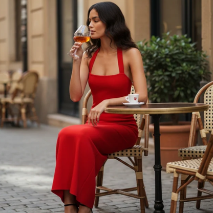 Halter Neck Slim Fit Maxi Dress